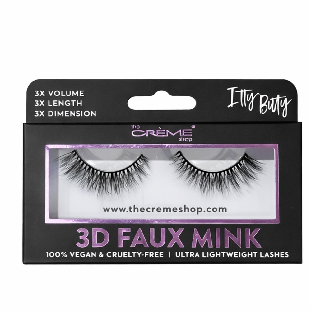 The Crème Shop 3D Faux Mink Lashes “Itty Bitty” | Vegan Cruelty-Free NEW